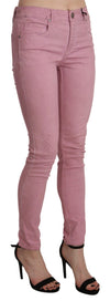 Pink Mid Waist Skinny Stretch  Denim Pant