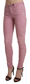 Pink Mid Waist Skinny Stretch  Denim Pant