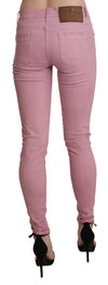 Pink Mid Waist Skinny Stretch  Denim Pant