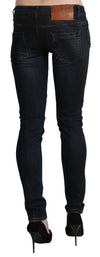 Blue Washed Low Waist Skinny Denim Slim Trouser