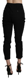 Black High Waist Skinny Cropped Cotton Capri Pant