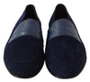 Blue Suede Caiman Loafers Slippers Shoes