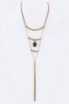 Semi Precious Pebble & Chain Tassel Necklace