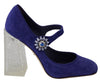 Purple Suede Crystal Pumps Heels Shoes