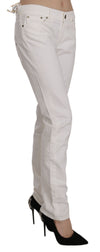 White Cotton Stretch Skinny Casual Denim Pants Jeans