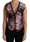 Black Pink Floral Waistcoat Vest Blouse Top