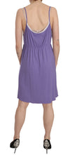 Purple Spaghetti Strap Plunging Shift Mini Dress