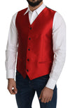 Red 100% Silk Formal Waist Coat Vest