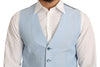 Blue Viscose Stretch Formal Coat Vest