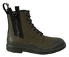 Green Leather Boots Zipper Mens Shoes