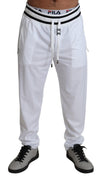 White Polyester Logo Patch Sweatpants Pants