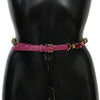Pink Leather Crystal Gold Buckle Belt