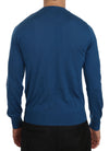 Blue Cashmere Crewneck Pullover Sweater