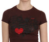 Brown Hearts Short Sleeve Casual T-shirt Top