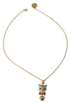 Gold Brass Chain Cat Heart Charm Necklace