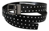 Black Leather Polka Dot Gray Buckle Belt