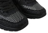 Black Polyester Runner Jasmines Sneakers Shoes