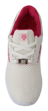 White Polyester Runner Becky Sneakers Shoes