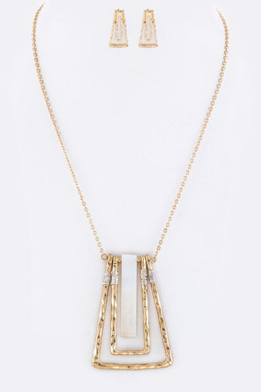 Shell & U-Bars Pendant Necklace Set