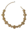 Gold Brass Blue Purple Crystal Floral Chain Necklace