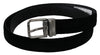 Black Leather Velvet Silver Buckle Belt