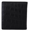 Black Bifold Card Holder Men Exotic Leather Wallet