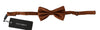 Men Brown 100% Silk Adjustable Neck Papillon Bow Tie