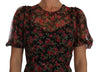 Black Floral Roses A-Line Shift Gown