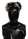 Black Gold  Clear Crystal Embellished Silk Fiocco Diadem Headband