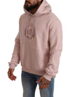 Pink Cotton Hooded Crown Pullover