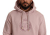 Pink Cotton Hooded Crown Pullover