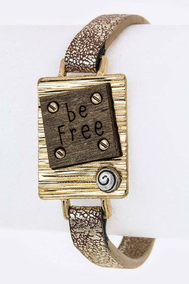 Wood Carved Tag Cuff 