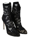 Black Lace Taormina High Heel Boots Shoes