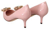 Pink Leather Crystal Heels Pumps Heels Shoes
