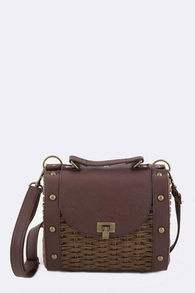 Sunday Brunch Basket Weaved Mix Media Swing Bag