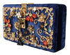 Blue Velvet Crystals Evening Party Clutch Bag BOX