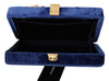 Blue Velvet Crystals Evening Party Clutch Bag BOX
