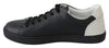 Black Leather Low Top Sneakers Shoes
