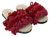 Red Green Suede Shearling Slippers Shoes
