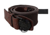Dark Brown Leather Wide Buckle Waist Belt
