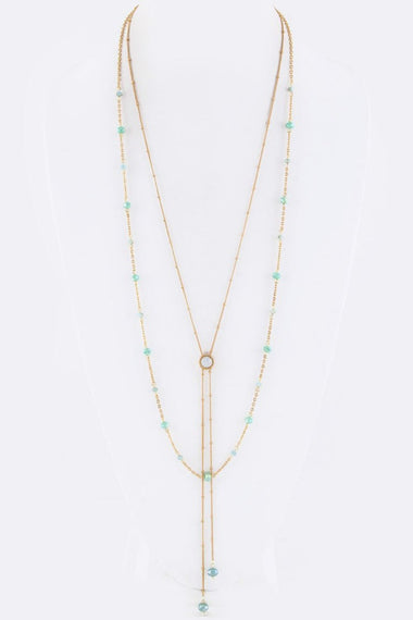 Crystal & Bead Drops Layer Necklace