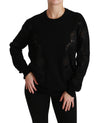 Black Cashmere Floral Lace Cutout Sweater