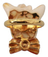 Gold Brass Resin Beige Dog Pet Branded Accessory Ring