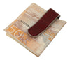 Red Leather Silver Brass Mens Cash Holder Money Clip