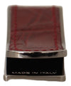 Red Leather Silver Brass Mens Cash Holder Money Clip