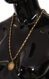 Gold Tone Brass Chain Drop Pendant Men Necklace