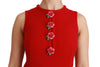 Red Wool Roses Shift Mini Gown Dress
