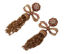 Gold Dangling Crystals Long Clip-On Jewelry Earrings