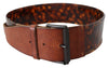 Dark Brown Leather Wide Buckle Belt