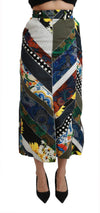 Multicolor Silk Geometric High Waist Maxi Skirt